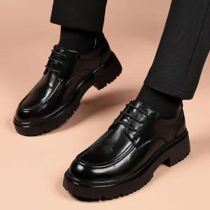 Formal Men’s Pointed Toe Slip On Leather Shoes with EVA Midsole and Rubber Outsole Black Size 38 44
