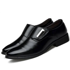 Formal One Stirrup Leather Shoes Men’s Pointed Toe Men’s Leather Footwear Black Spring Casual Leather Shoes