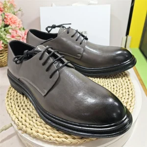 Formal Oxfords Shoes Comfortable Lace-Up Grey Color Classy Flat Dress Shoes for Men