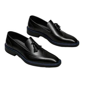 Full Grain Leather Wedding Party Men’s Wingtip Perforated Tassel Loafers Office Dress Footwear