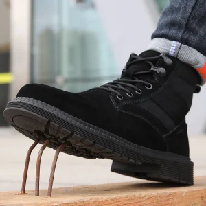 GUYISA New Black Autumn Winter Rubber Soles Men’s Boots Soft Wear-resistant Women’s Safety Shoes Industry Work Boots