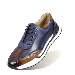 Genuine Cow Leather Two Tone Custom Logo Handmade Men’s Wedding Sneaker