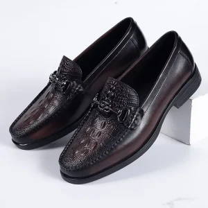 Genuine Leather Retro Slip-On Men’s Loafers Comfortable Soft Business Formal Oxford Dress Shoes for Autumn Weddings