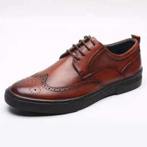 Good Quality Luxury Formal Men’s Derby Shoes Brown Breathable Lace up Office & Career Winter Autumn