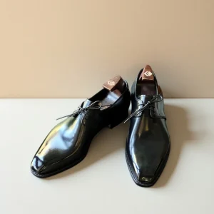 Handcrafted Men’s Shoes Simple Derby Goodyear Leather Sole Small square Head Business Dress Wedding Shoes French Calf