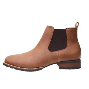 Handmade Brown Genuine Leather Oxford Men’s Ankle Boots Toe Custom Logo European Leisure Style Waterproof Lace-Up Closure Winter