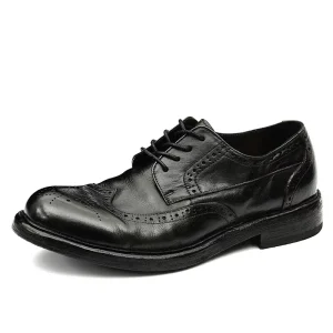 Handmade Goodyear Factory Genuine Leather Lace-Up Oxfords Formal Business Office Shoes for Men Casual Dress Shoes
