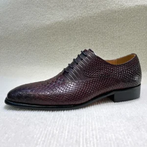 High Quality Customized Genuine Leather Men’s Snake Pattern Printing Oxford Shoes Pointed Toe Wedding Shoes for Man Dress Shoes