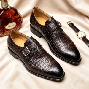 High Quality Fashion Men’s Formal Dress Buckle Strap Shoes Genuine Leather Office Career Lightweight Breathable Comfort