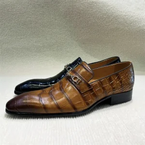 High Quality Men’s Business Dress Shoes Genuine Leather Handmade Pattern Loafers Office Wedding Banquet Slip-On Shoes