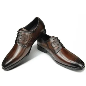 High Quality Oxfords Leather Derby Shoes for Men Handcrafted Lace Leather Business Dress Rubber Bottom for Wedding Business Wear