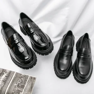 High quality Large size Men’s Big head Spring and Autumn British Thick soled Height enhancing Loafers