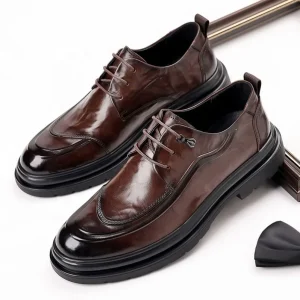 High-quality Men’s Lace up Leather Business Shoes Anti Slip and Soft Office Casual Wear Spring Formal Shoes