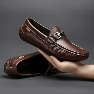 Hot Selling Men’s Real Leather Shoes Men’s Slip on Casual Shoes Fashion Soft Sole Loafers Shoes Custom logo