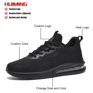 HuiMing OEM Custom logo Breathable Fly Knit Air Cushion Casual Sneakers Men’s Sports Shoes