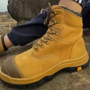 Industrial Men’s Genuine Leather Upper Safety Shoes Steel Toe Cap Anti-Static Rubber Breathable Cotton Lining for Winter Work