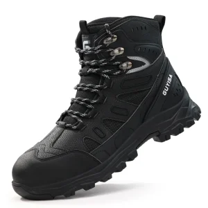 Industrial Strength High-Top Safety Shoes Men’s Microfiber Steel Toe Anti-Impact Puncture Resistant Factory Construction Use