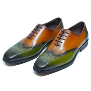 Italian Design New Arrival Trendy Leather Men Formal Dress Shoes Hand Painted Color Lace up Oxford Office Business Party Shoes