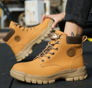 JB679-1 Customised Men’s Work Shoes Waterproof Safety Boot Steel Toe Microfibre Leather Black Safety Boot High Cut