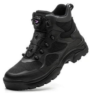 JB9195 Custom New Style Rotating Buckle Steel Toe Safety Shoes Breathable Mesh Anti-smash Men’s Lightweight Work Sneakers