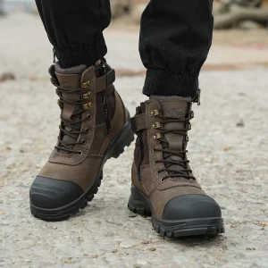 L605 Factory Direct Work Genuine Mens Crazy Horse Leather Safety Boots