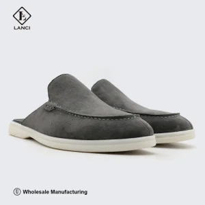 LANCI Breathable slip on Men Sandals Loafers Suede Summer Casual Half Shoes Closed Toe Slipper Loafer Shoes for Men