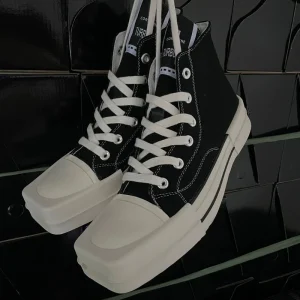 Lace up Unisex Casual Canvas Shoes Size 35 44 High Top Square Toe Walking Shoes for Men and Women