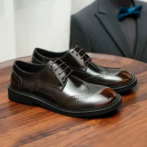 Large Luxury Leather Men’s Dress Big Head Shoes Business Casual Toe Outdoor Slip On Loafers Genuine Leather Rubber Quality Pairs