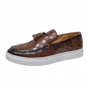 Large Size 4748 British Style PU Shoes One Foot Loafers Breathable Tassel Detail Winter Men’s Shoes