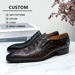 Latest Style Men’s Slip on Print Luxury Loafers Genuine Leather Fashion Formal Dress Shoes for Party