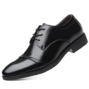 Leather 38-45 Cowhide EVA Rubber Black High Cut Formal Business Oxford Pointed Light Weight Men Shoes
