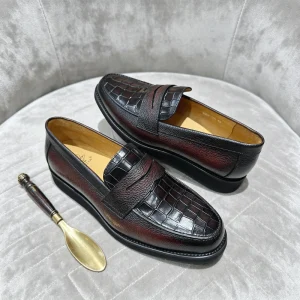 Leather Penny Loafers Lightweight Platform Slip-Ons for Daily & Office Men’s Black Penny Loafers