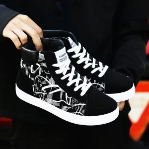 Leisure High Top Shoes Korean Version Student Canvas Shoes Men’s Casual Trend Winter Youth Board Shoes