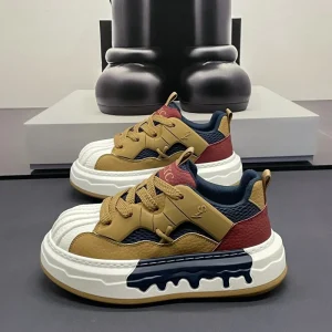 Light Trendy Shell Head Bread Shoes for Youth Thick Bottom Lace Up Casual Sports Versatile Men’s Style