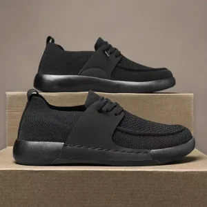 Lightweight Breathable Mesh Lace Up Solid Color Casual Shoes Waterproof Fashionable Wear Resistant