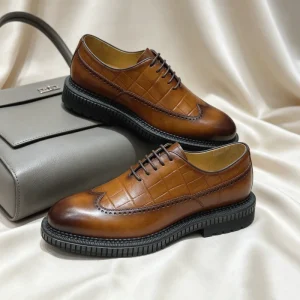Lightweight Thick Sole Men’s Leather Dress Shoes Men’s Oxford Genuine Cowhide Formal Business Shoes Luxury Gentleman Footwear