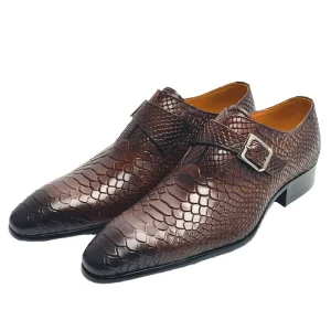 Luxury Design Men’s Dress for Crocodile Pattern Buckle High Quality Genuine Leather Flat Feature Business Office Wedding Shoes