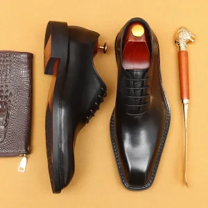 Luxury Fashion Round-Toe Slip-On Solid Comfort Genuine Leather Loafers Oxford Shoes Breathable Formal Men’s Office