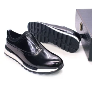 Luxury Hand Made Casual Men’s Leather Shoes Slip on Patent Leather Glossy Sneakers High End Dating Men’s Shoes