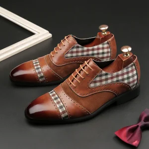 Luxury Handmade Genuine Leather Derby Men’s Dress Shoes, Big Size, Formal Business Wedding Party Shoes