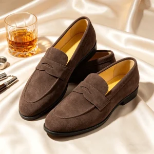 Luxury Men’s Breathable Suede Leather Loafers Daily Penny Casual Shoes Men’s Slip-On Shoes Minimalist Luxury Footwear
