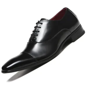 Luxury Men’s Embroidered Pointed Toe Leather Oxford Shoes with Artificial PU EVA Rubber Sole Black Light Weight for Wedding