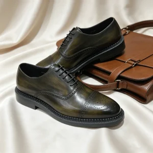 Luxury Men’s Leather Dress Shoes Thick Sole Business Formal Shoes for Wedding Party Shoes and Business Office Shoes
