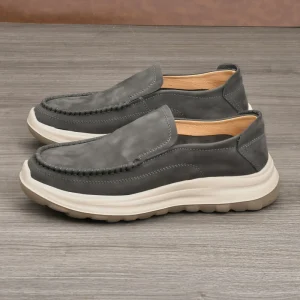 Luxury Suede Casual Mens Slip-on Shoes Soft Rubber Foaming Outsole Lightweight Breathable Wear-resistant Leisure
