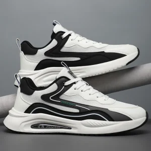 Men Casual Running Dad Shoes Fashion Sneakers Breathable Mesh Thick Sole Hidden Height Increasing Genuine Leather Upper Sports