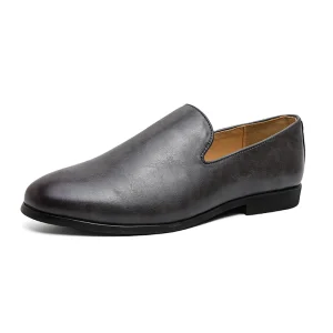 Men Loafers Dress Shoes Casual Design Grey Top Quality Fashion PU Leather Slip-on Shoes