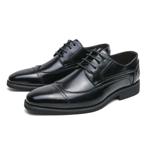 Men Pointed Toe Leather Oxford Marriage Wedding White Dress Shoes Party Flats Formal Lace up Shoes Factory Price