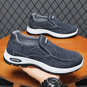 Men Shoes Men’s Casual Running Shoes Slip On Denim Canvas Design Trendy Height Increasing with Breathable Feature Sneakers