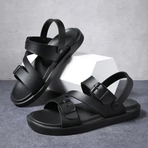 Men’s Adjustable Leather Beach Sandals Classic Outdoor Style Comfortable Flexible with Anti-Slip Feature