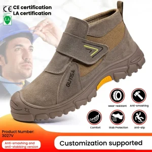Men’s Anti-smashing and Anti-puncture Welding Safety Shoes Steel Toe Work Boots OEM Customizable High Top